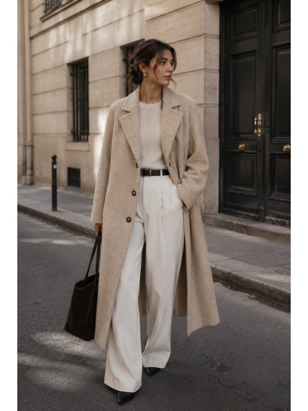 & Other Stories Alpaca Wool Blend Long Coat Beige Camel Tailored Paris Atelier 8